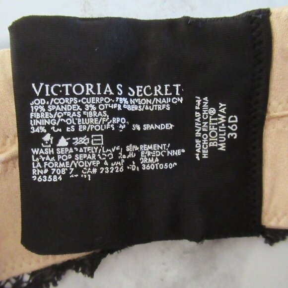Victorias Secret Bra 36D Black Lace Biofit Multiway Convertible Underwire Padded - Picture 5 of 5